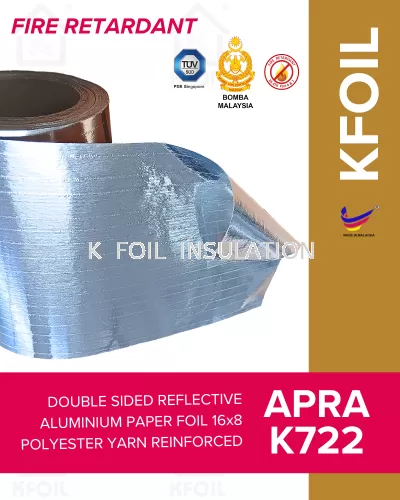 (APRA K722) Fire Retardant D/S Reflective Aluminium Paper Foil, Polyester Yarn Reinforced (W1.25m)