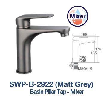 SWP-B-2922  Basin Pillar Tap - Brass  Mixer GUN METAL