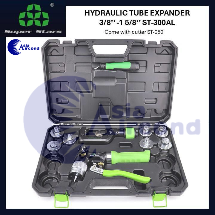 SUPER STARS HYDRAULIC TUBE EXPANDER 3/8" TO 1 5/8" ST-300AL HEAVY DUTY MANUAL PIPE SWAGING TOOL KIT WITH CUTTER ST-650 [ORIGINAL COMBO SET]