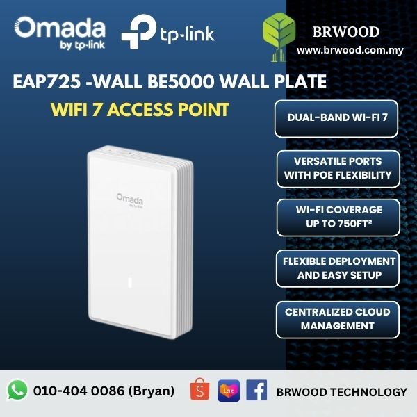 OMADA TP-LINK EAP725-WALL: BE5000 Wall Plate Wi-Fi 7 Access Point