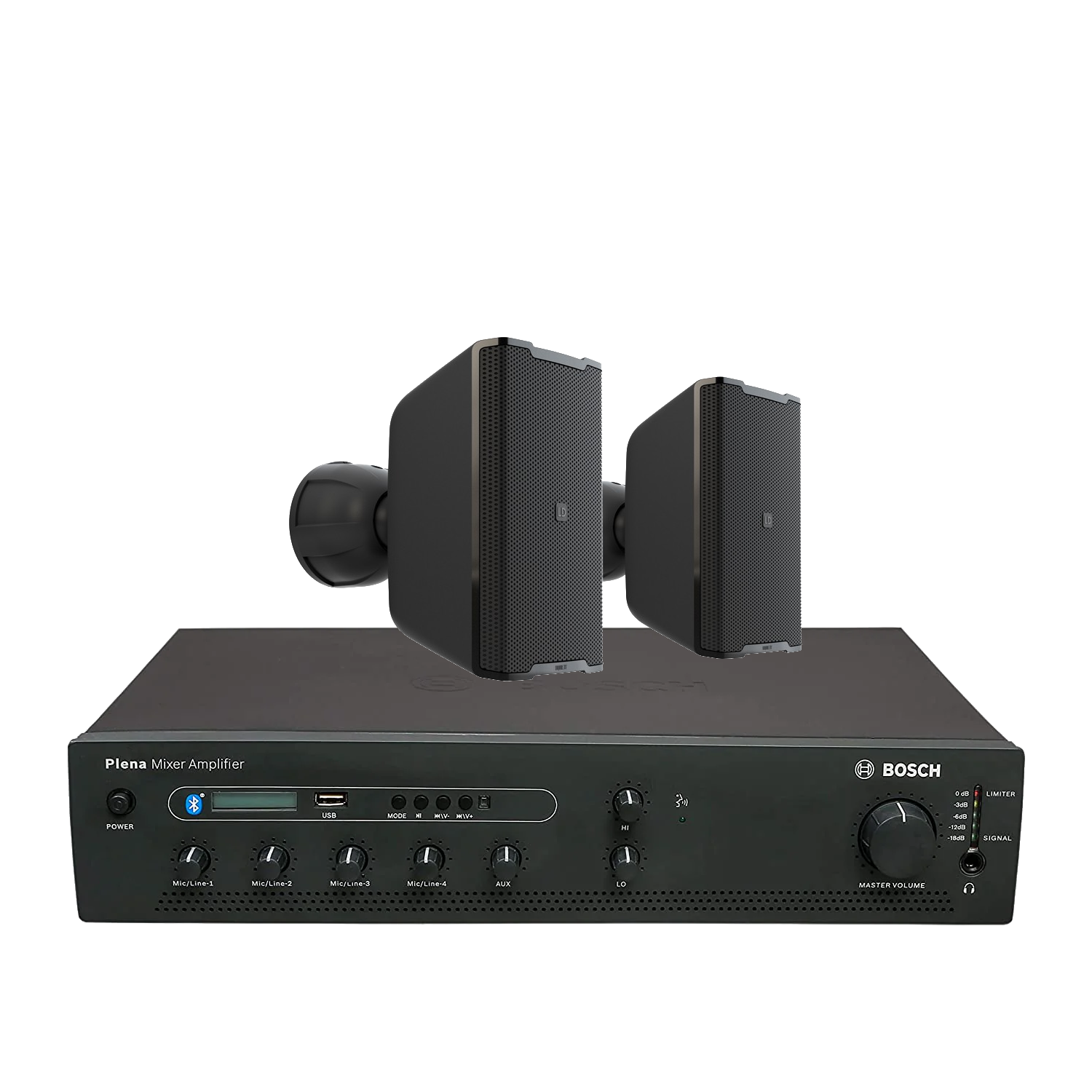 Bosch PA Package with PLE-1MEXXX-3AP 60W/120W/240W Mixing Amplifier & LD System DQOR3TB 3-Inch 30W Wall Mounted Box Speaker with Transformer Tap
