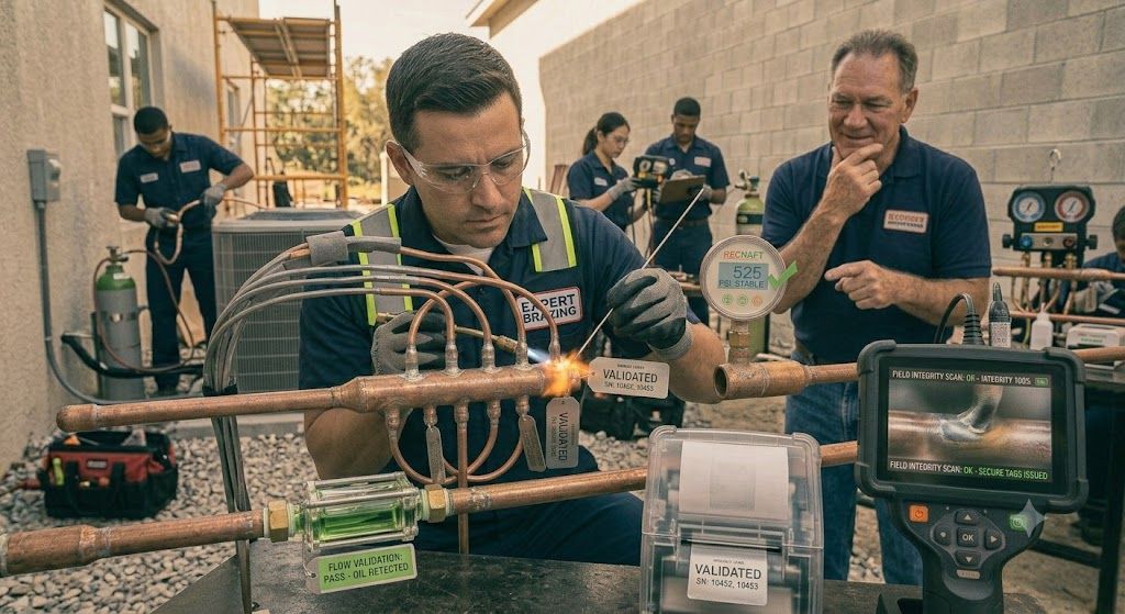 leak-free brazing HVAC field installation methods