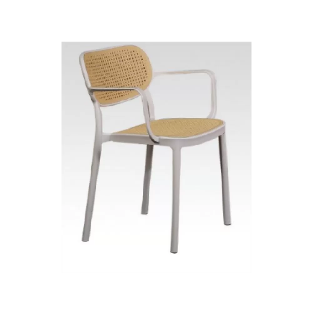 Sophie Arm Rattan Chair - White