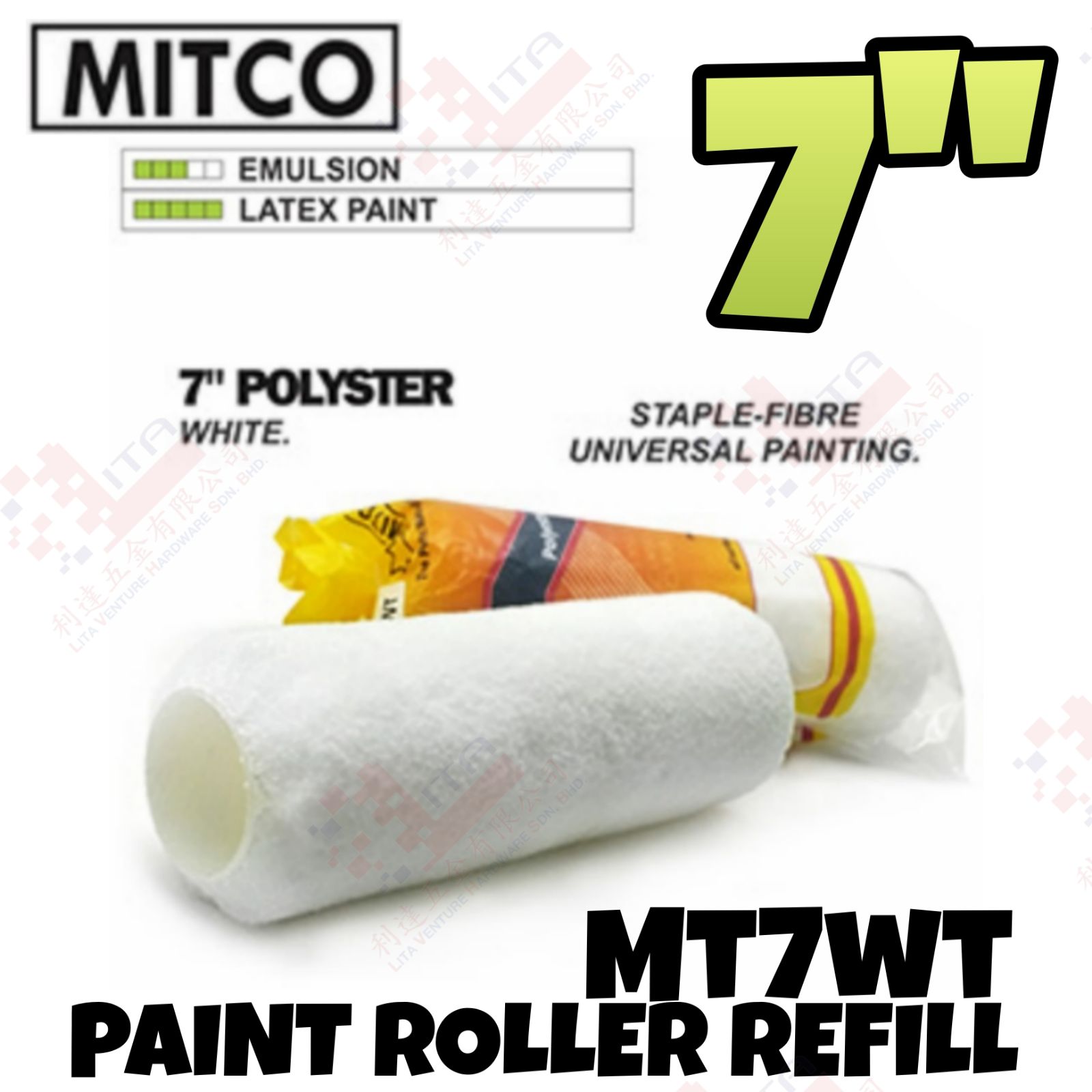 MITCO BRAND 7'' POLYSTER PAINT ROLLER REFILL - MT7WT
