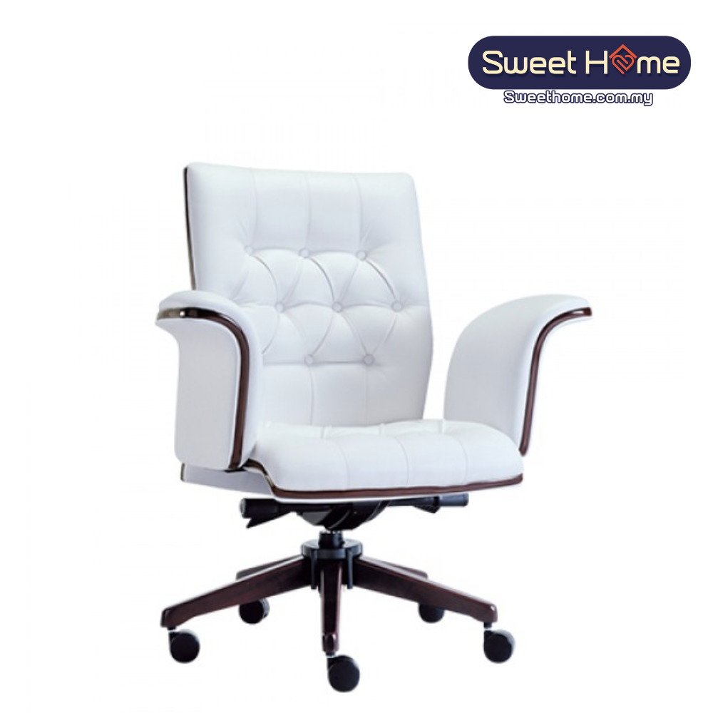 GRAND White Low Back Director Chair | Office Chair Penang