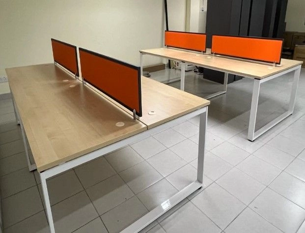 Office Furniture Rawang Office Workstation Table Cluster Of 4 Seater | Office Cubicle | Office Partition | Meja Pejabat