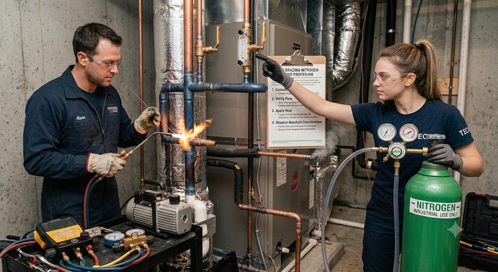 HVAC brazing nitrogen purge safety procedure