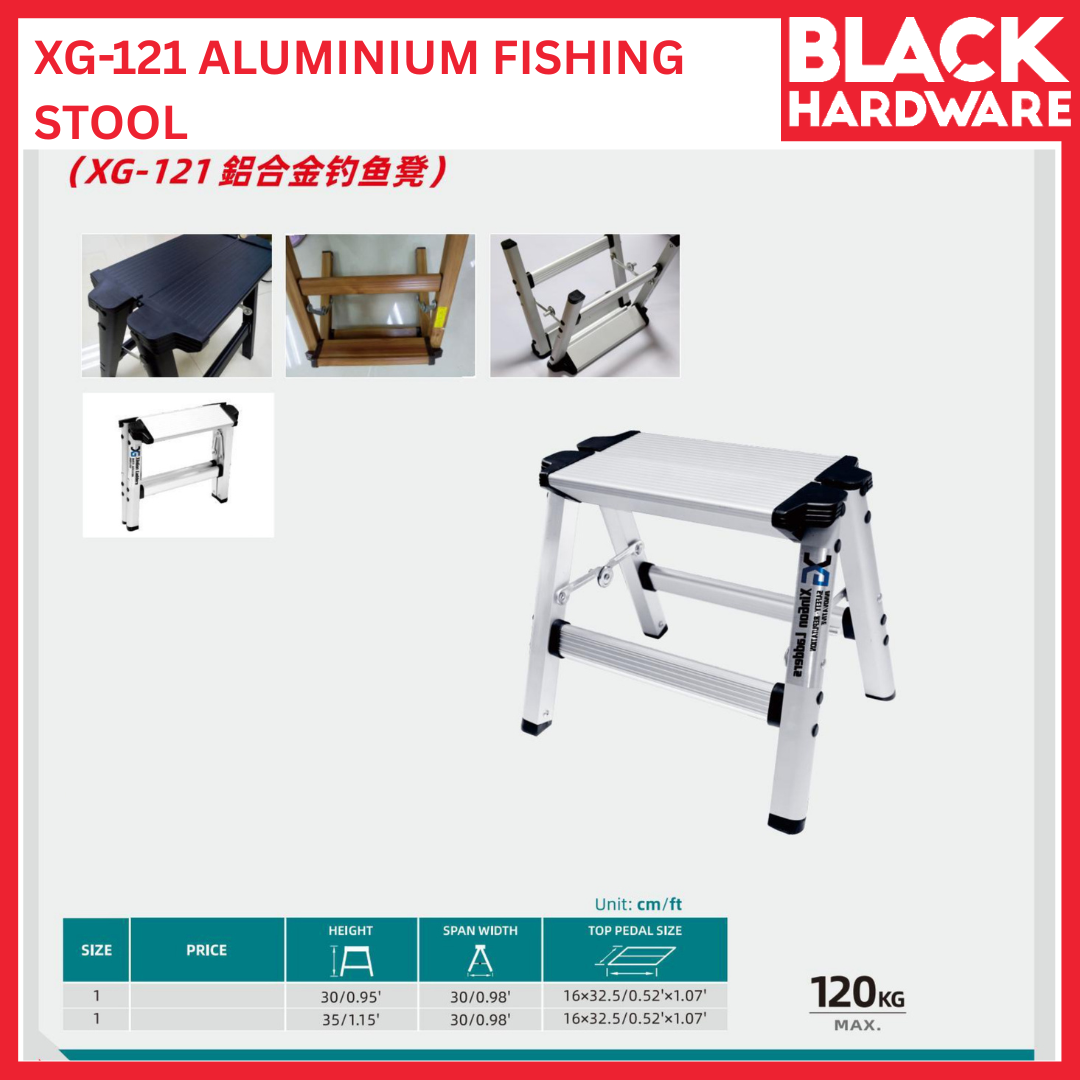 Black Hardware TONGDA XG-121 Aluminium Fishing Stool | Lightweight Portable Step Stool
