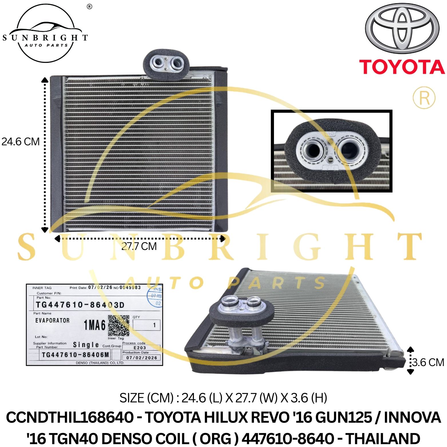 CCNDTHIL168640 - TOYOTA HILUX REVO '16 GUN125 / INNOVA '16 TGN40 DENSO COIL ( ORG ) 447610-8640 - THAILAND