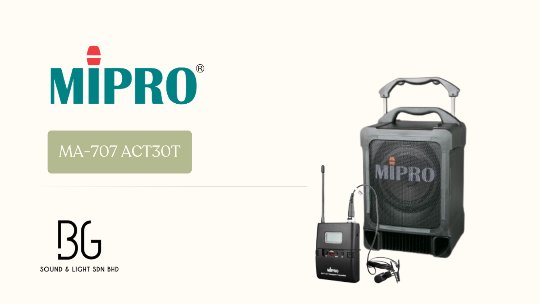 MIPRO MA-707 Portable Wireless PA System with ACT-32T Bodypack Clip-On Microphone – Rechargeable Speaker for Teaching, Events & Outdoor