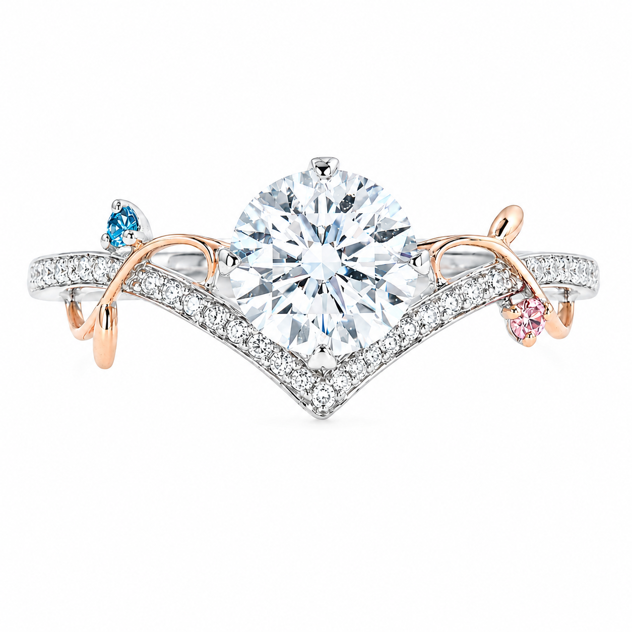 Roman & Co庐 Caelvoria Petal Bloom Two-Tone Diamond Engagement Ring
