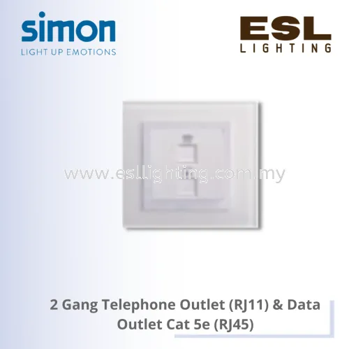 SIMON V8 SERIES 2 Gang Telephone Outlet (RJ11) & Data Outlet Cat 5e (RJ45) - 80599