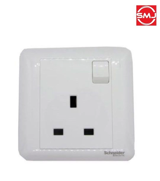 Schneider A3G15_WE_G11 Affle Plus 13A 250V 1 Gang Switched Socket