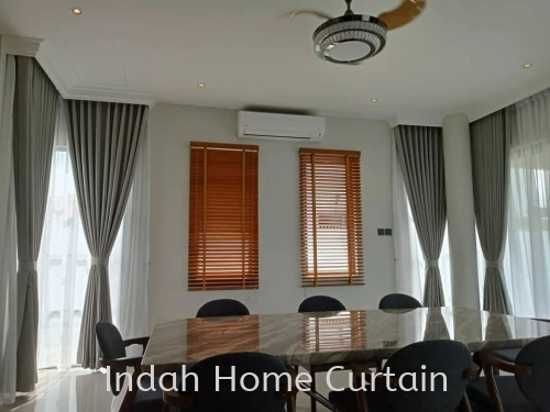 Bungalow Big House Design Curtain & Wooden Blind