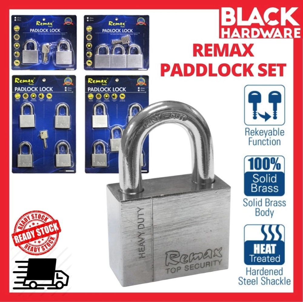 Black Hardware REMAX Safety Door Lock Padlock Heavy Duty Lock Pintu Rumah Mangga Kunci 锁头 防盗 Outdoor Padlock Waterproof