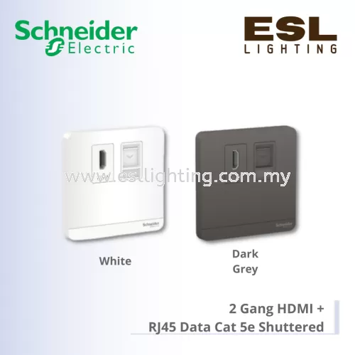 SCHNEIDER AvatarOn 2 Gang HDMI + RJ45 Data Cat 5e Shuttered E8332HDRJS5_WE_G11 E8332HDRJS5_DG_G11