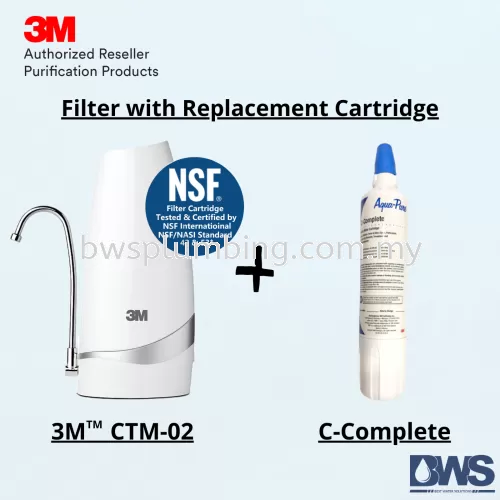 3M CTM-02 Countertop Indoor Water Filter with EXTRA Replacement Cartridge