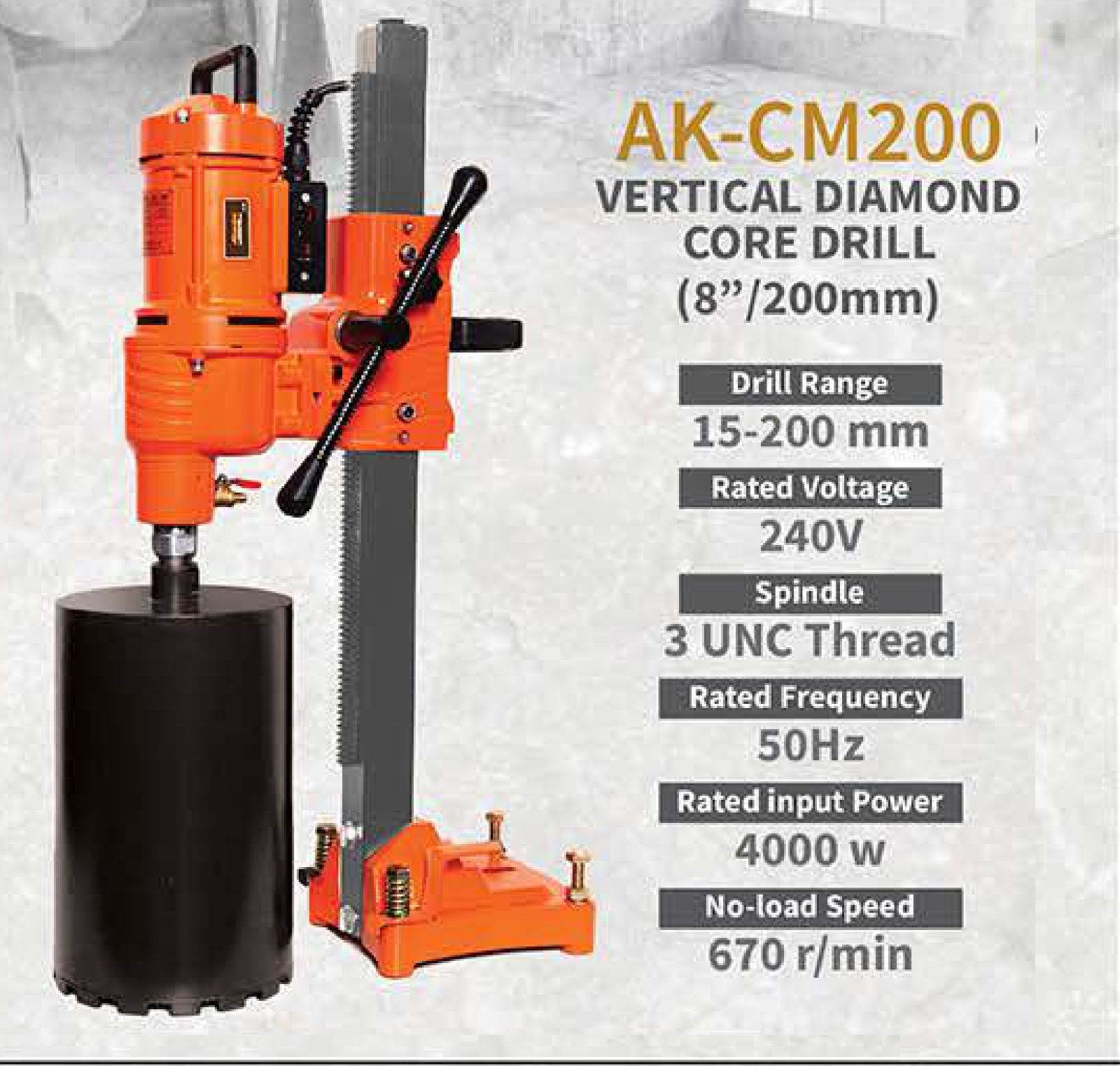 AK-CM200 VERTICAL DIAMOND CORE DRILL