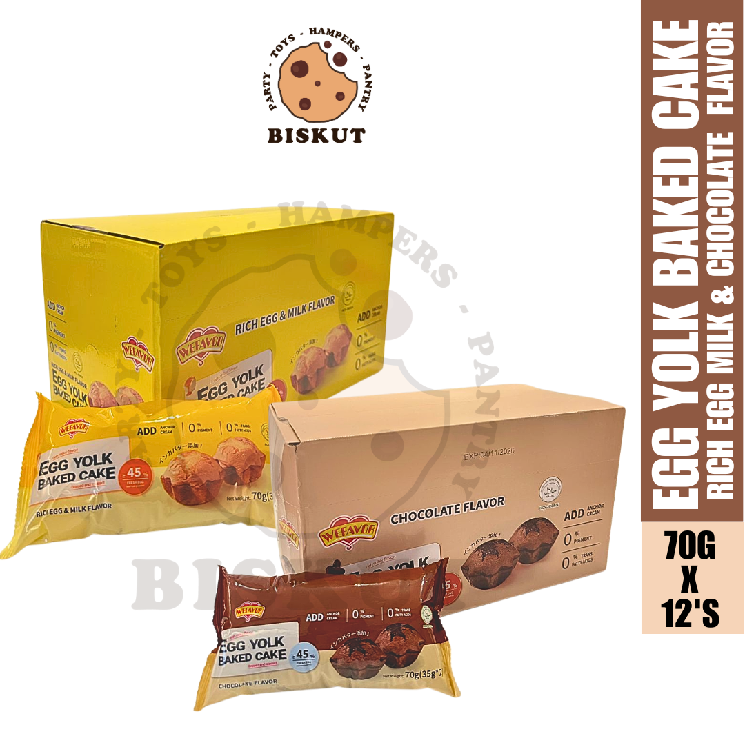 EGG YOLK BAKED CAKE - Rich Egg Milk & Chocolate Flavour 70gx12's