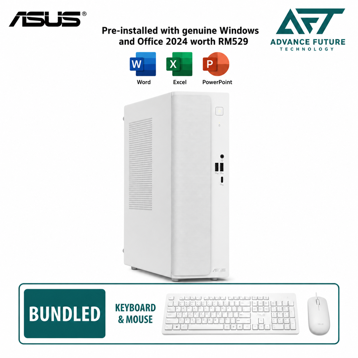 Asus V501SV-05210H011WS SFF Desktop PC White ( Intel Core 5 210H, 16GB, 512GB SSD, Intel, W11, H&S 2024&M365 )