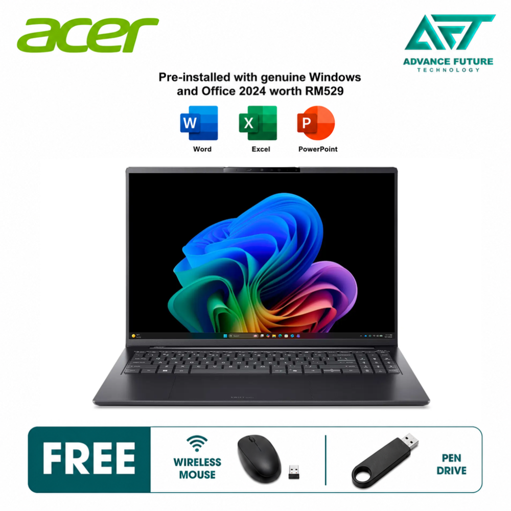 Acer Swift Go 16 AI SFG16-I71-75TW 16" WQXGA+ OLED Laptop Titanium Grey ( Intel Core Ultra X7 358H, 32GB, 1TB SSD, Intel, W11, H&S 2024&M365 )