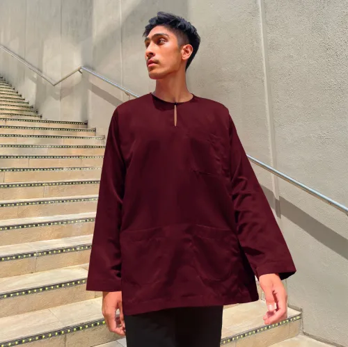 Baju Melayu Teluk Belanga Baju Sahaja (TB) Maroon