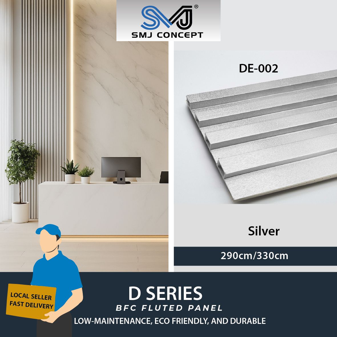 Interlock Fluted Panel D Series | SILVER | D-E002