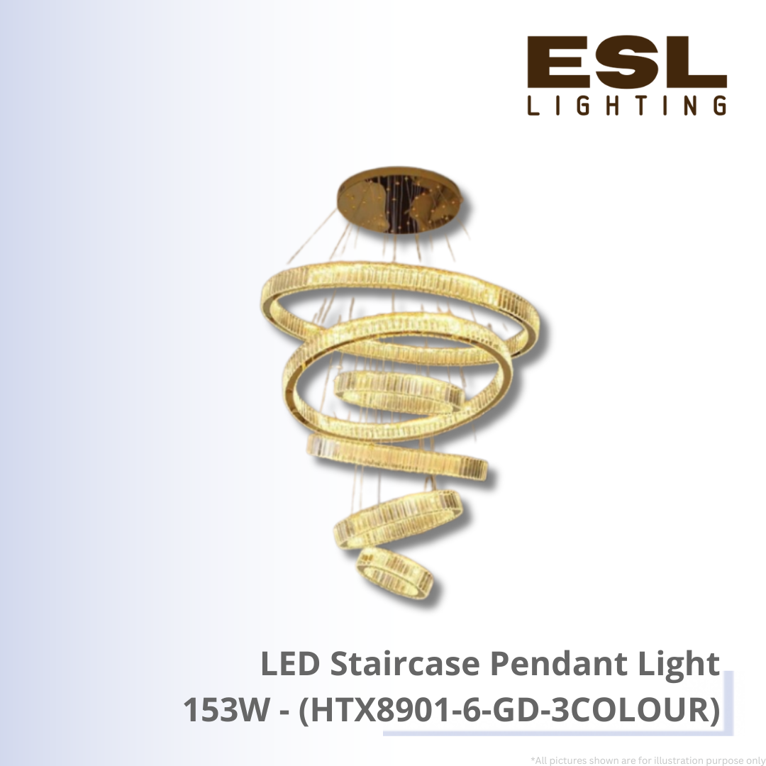 LED Modern Pendant Light 153W - HTX8901-6-GD-3COLOUR