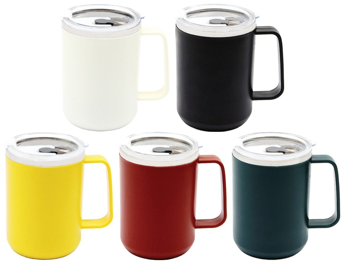 AM64 — AUTO MUG STAINLESS STEEL WITH POLYPROPYLENE (PP) LID COVER 500ml [NEW PRODUCT 2026]