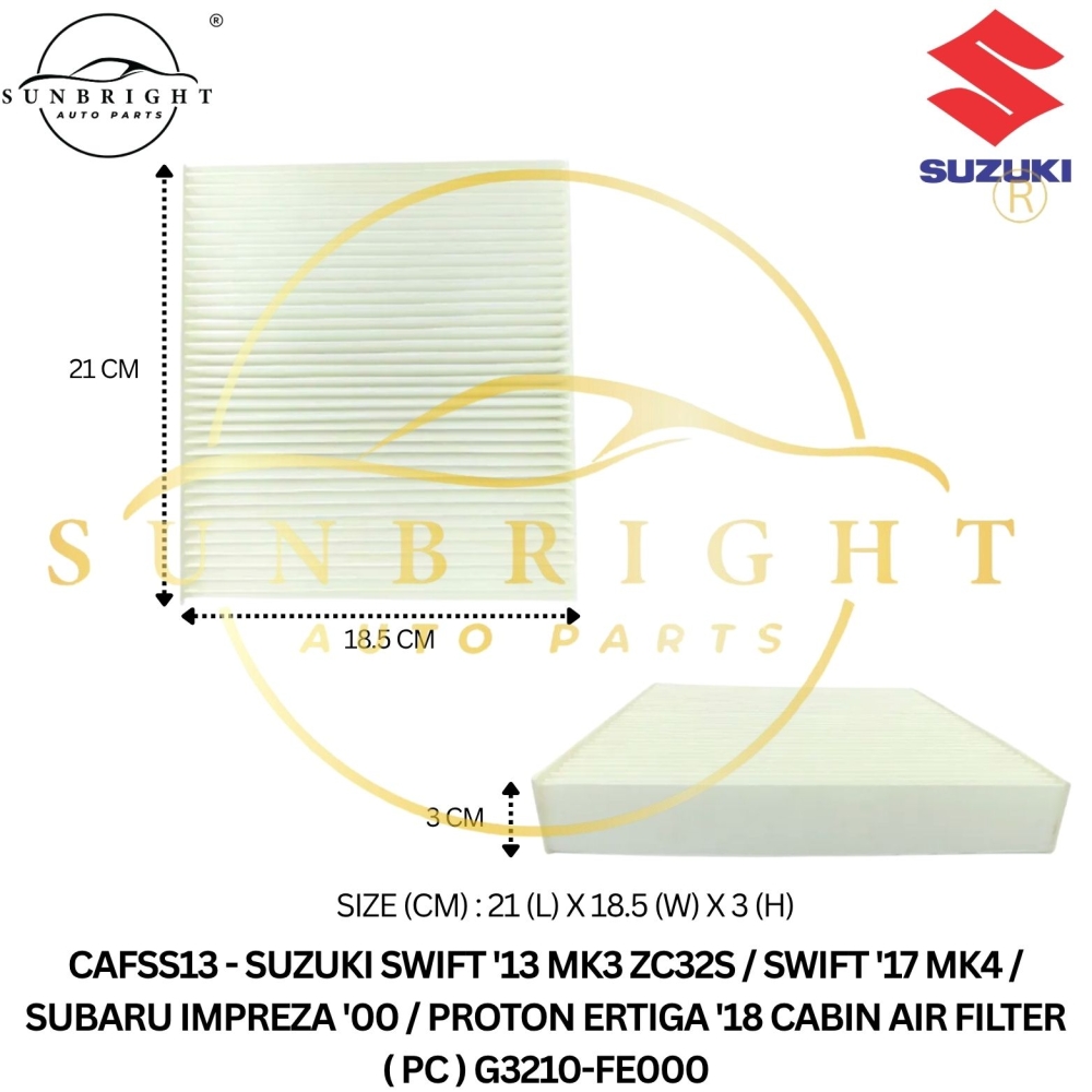 CAFSS13 - SUZUKI SWIFT '13 ZC325 / SUBARU IMPREZA '00 / PROTON ERTIGA '18 CABIN AIR FILTER ( PC ) G3210-FE000