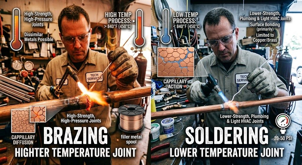 difference between brazing and soldering HVAC