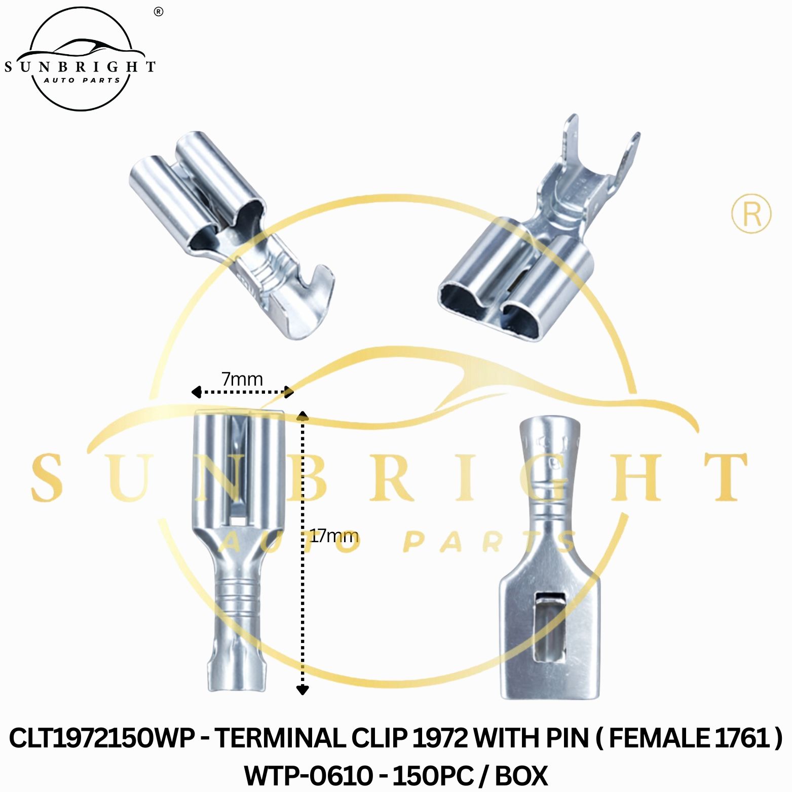 CLT1972150WP - TERMINAL CLIP 1972 WITH PIN ( FEMALE 1761 ) WTP-0610 -  150PC / BOX