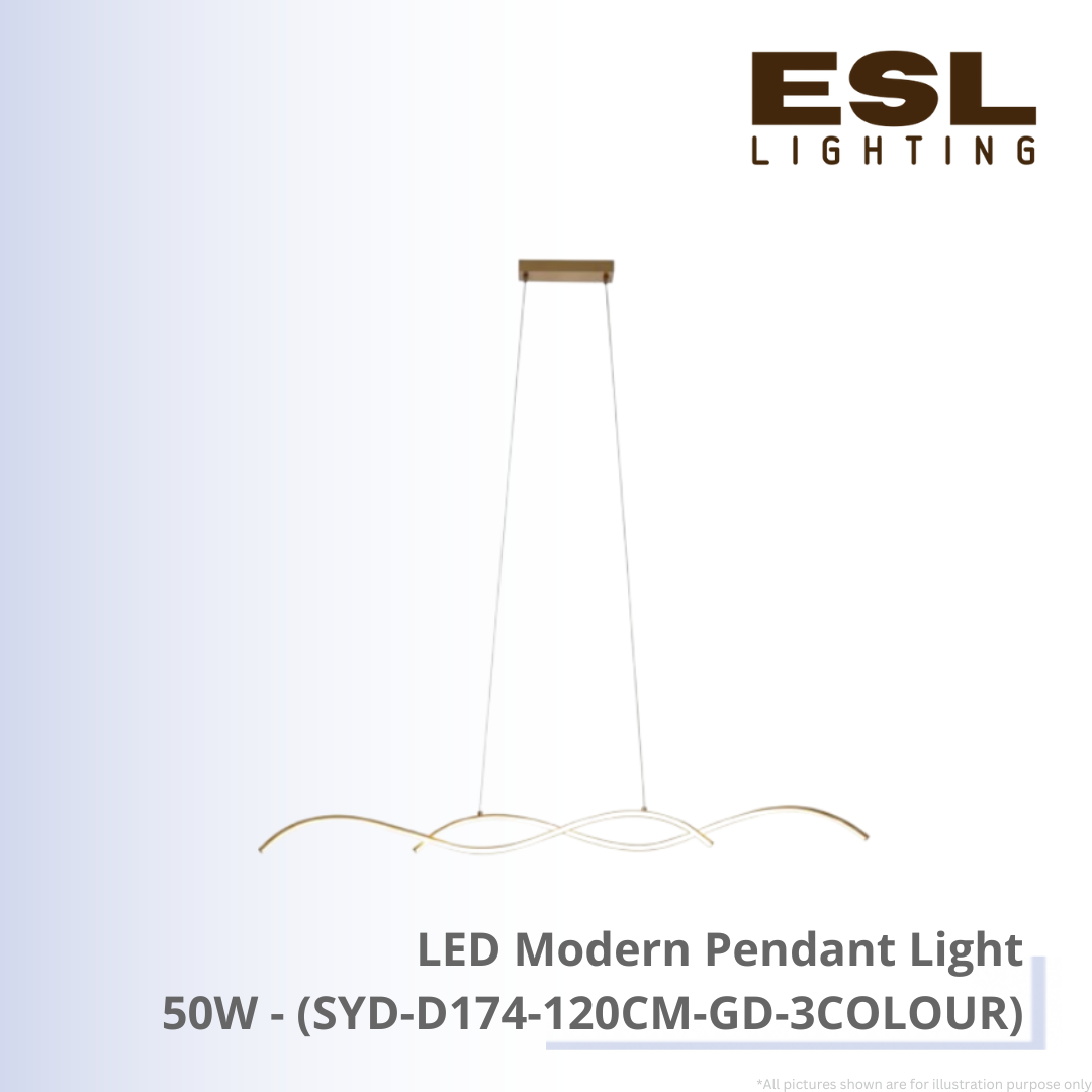 LED Modern Pendant Light 50W - SYD-D174-120CM-GD-3COLOUR