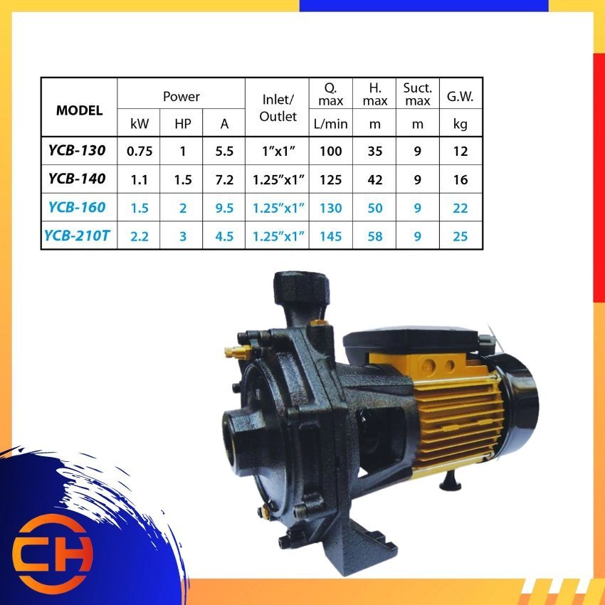 TADO YCB SERIES YCB - 130/ YCB - 140/ YCB - 160/ YCB - 210T  SELF - PRIMING MULTISTAGE CENTRIFUGAL PUMP 