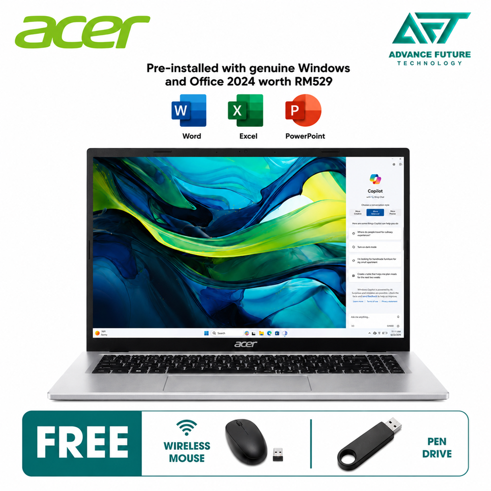 Acer Aspire Lite 15 AL15-32P-C6X3 15.6" FHD Laptop Silver ( Intel Celeron N4500, 8GB, 512GB SSD, Intel, W11, H&S 2024&M365 )
