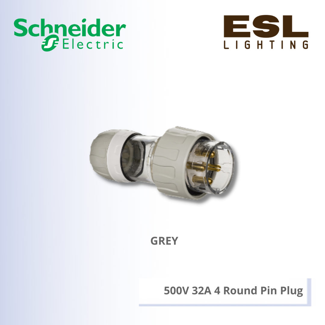 SCHNEIDER S56 Series & 66 Series 500V 32A 4 Round Pin Plug - S56P432GY_G15