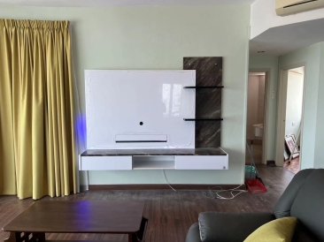 Modern Wall Hanging TV Cabinet | Hanging TV Cabinet White Marble Theme With Blue Lights | Kabinet TV Gantung Melekat Dinding | TV Cabinet Furniture Shop | Penang | Bertam | Kepala Batas | Kulim | Lunas |