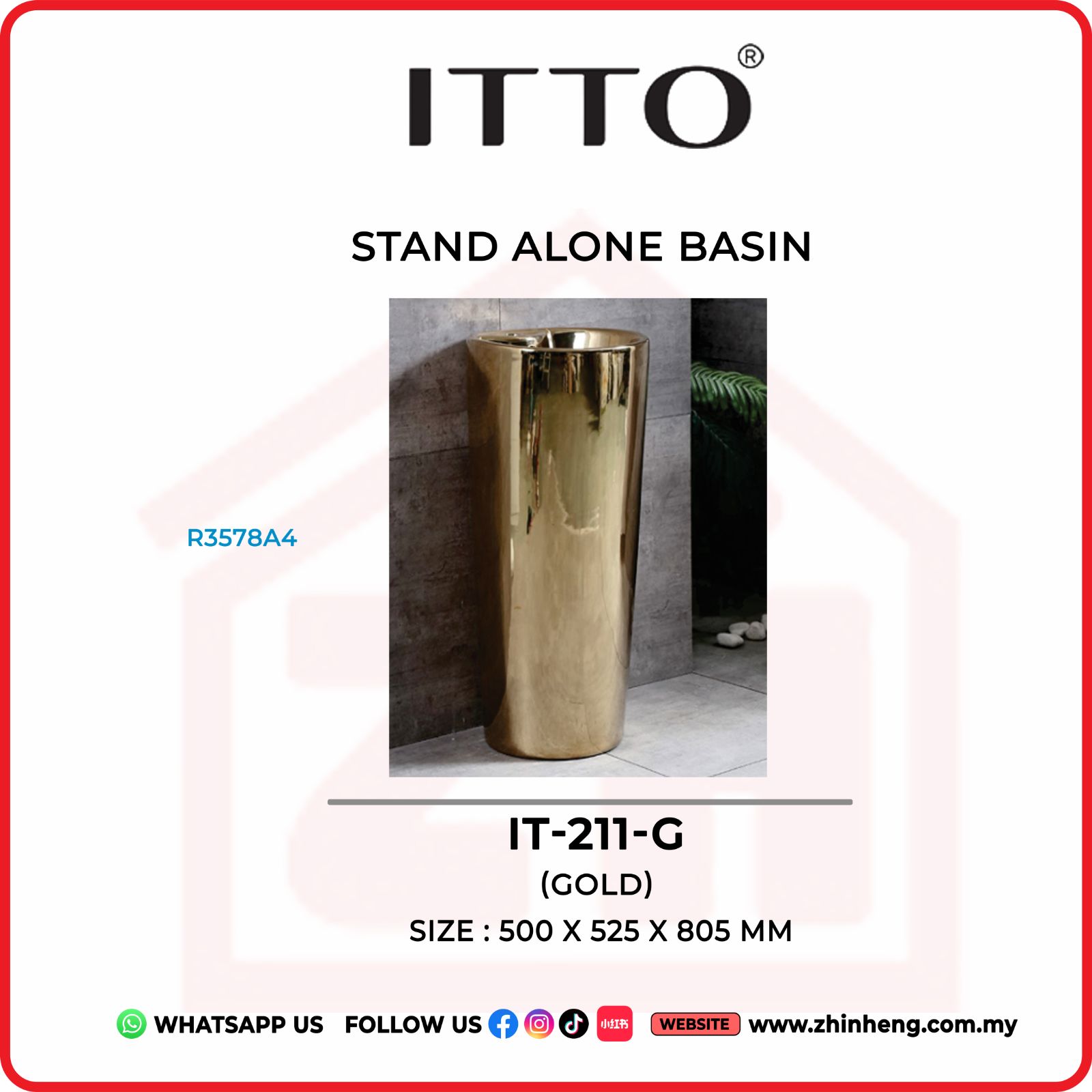 ITTO STAND ALONE BASIN (GOLD)  IT-211-G
