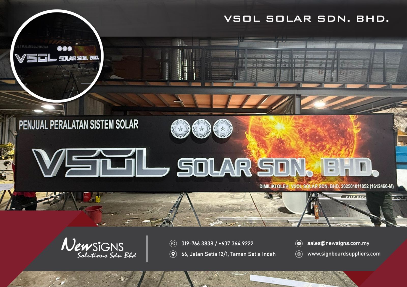 VSOL SOLAR SDN. BHD. - Poiy with Sticker and Alum Front Lit