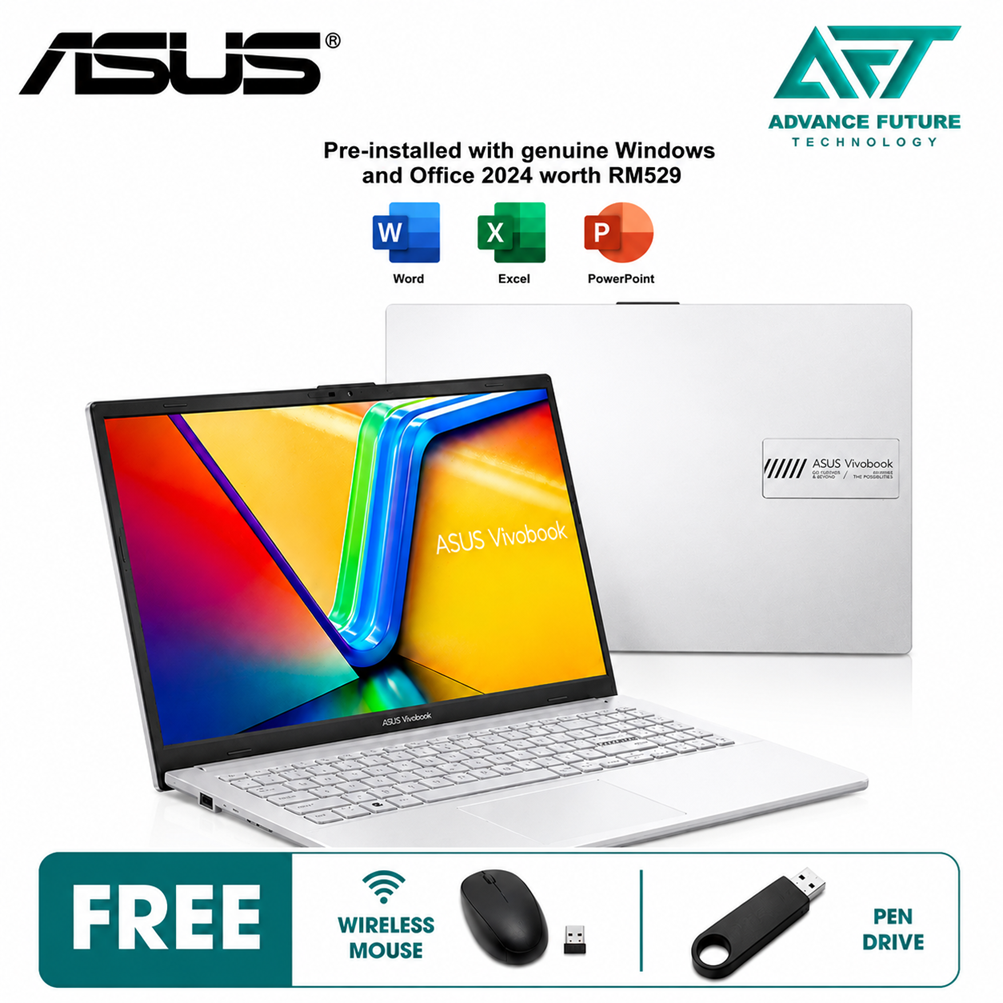Asus VivoBook Go 15 E1504F-ABQ051WS 15.6" FHD Laptop Cool Silver ( AMD Ryzen 5 40, 16GB, 512GB SSD, ATI, W11, H&S 2024&M365 )