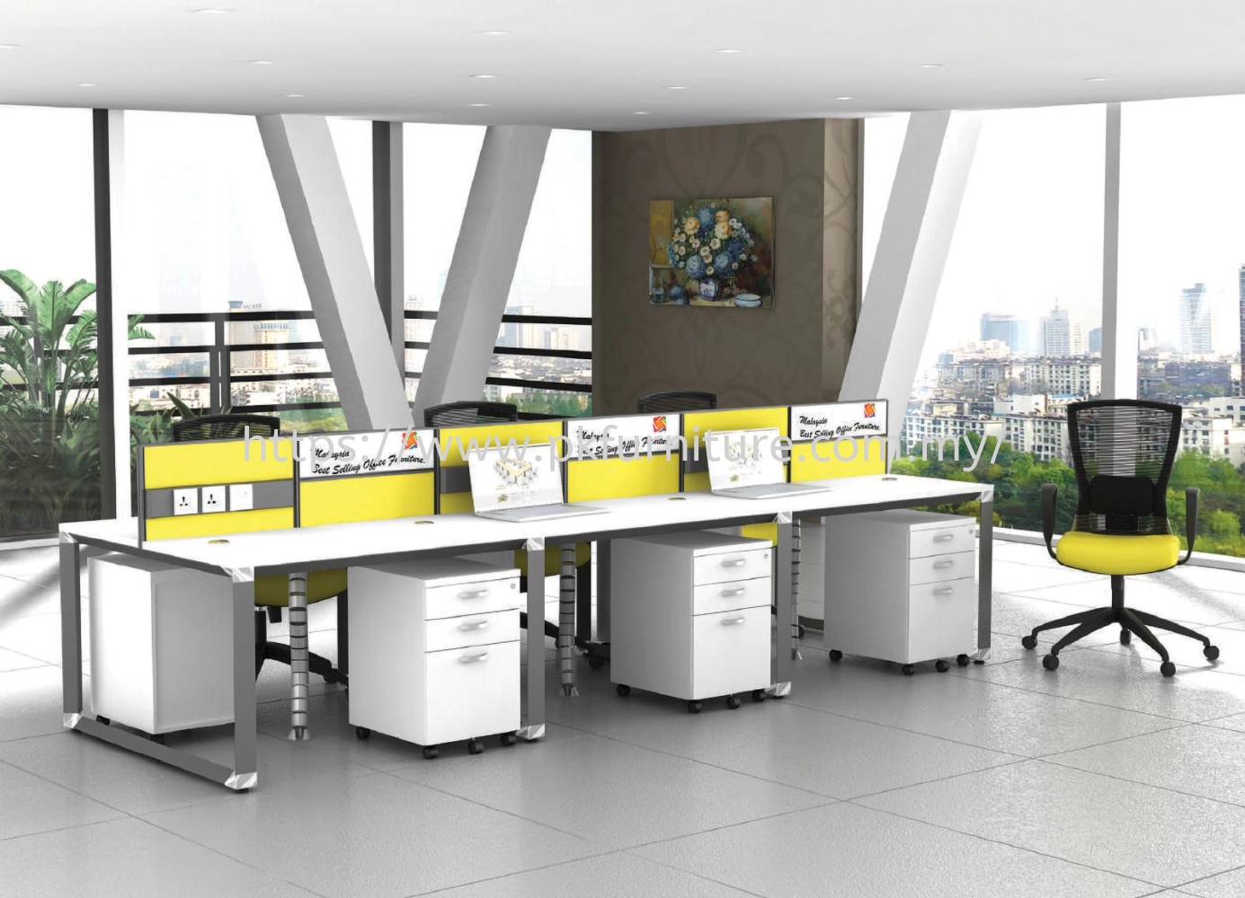 Desking Panel System 30 - 6 Pax Office Workstation