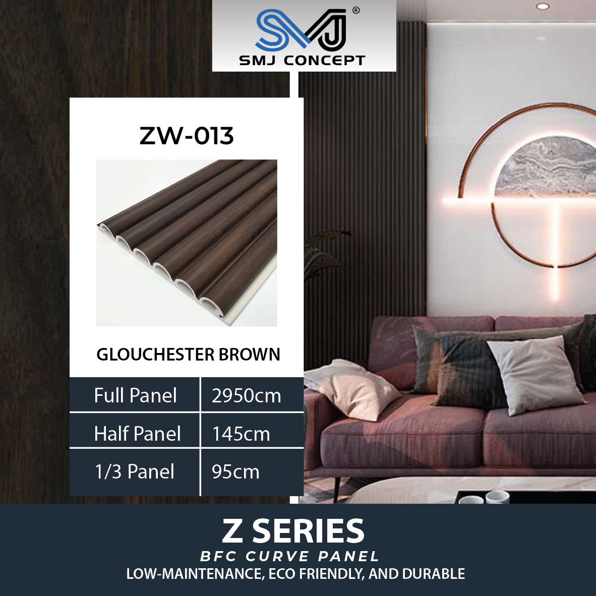 Interlock Fluted Panel Z Series | Glouchester Brown | ZW013