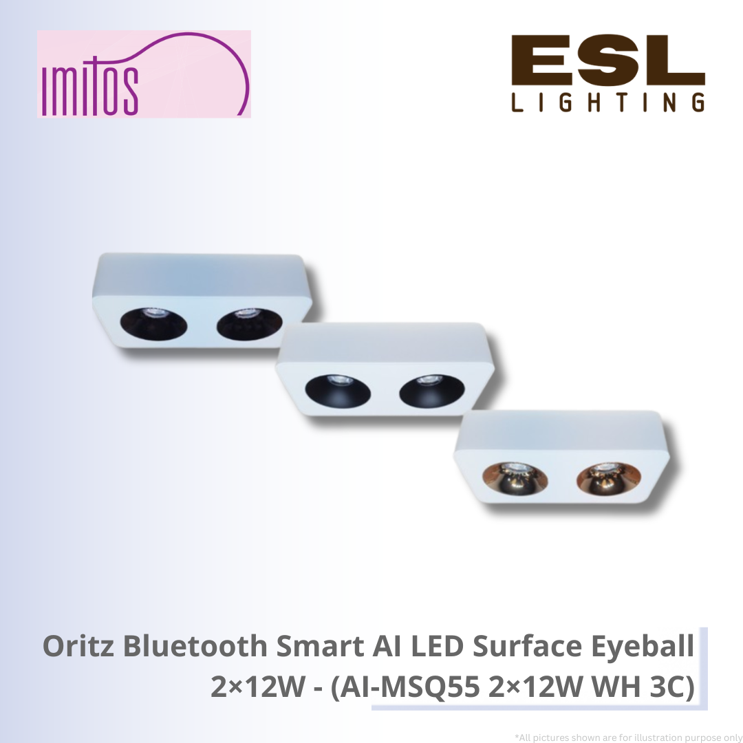 IMITOS Oritz Bluetooth Smart AI LED Surface Eyeball 2×12W - AI-MSQ55 2×12W WH 3C