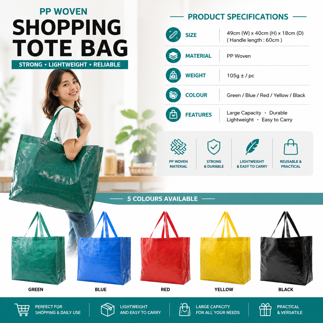 PP Woven Laminated Tote Bag 0131