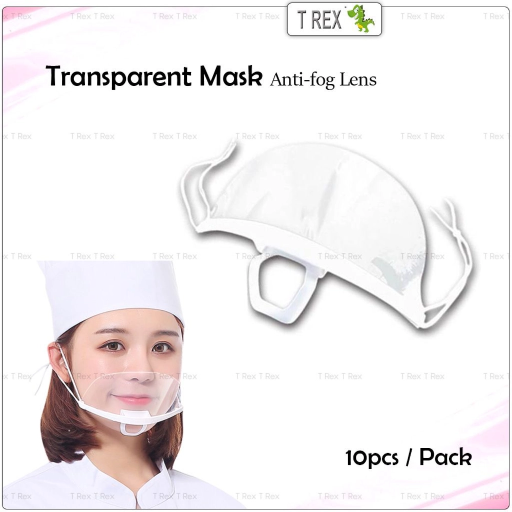 10pcs Reusable Transparent Mask With Anti-fog Lens