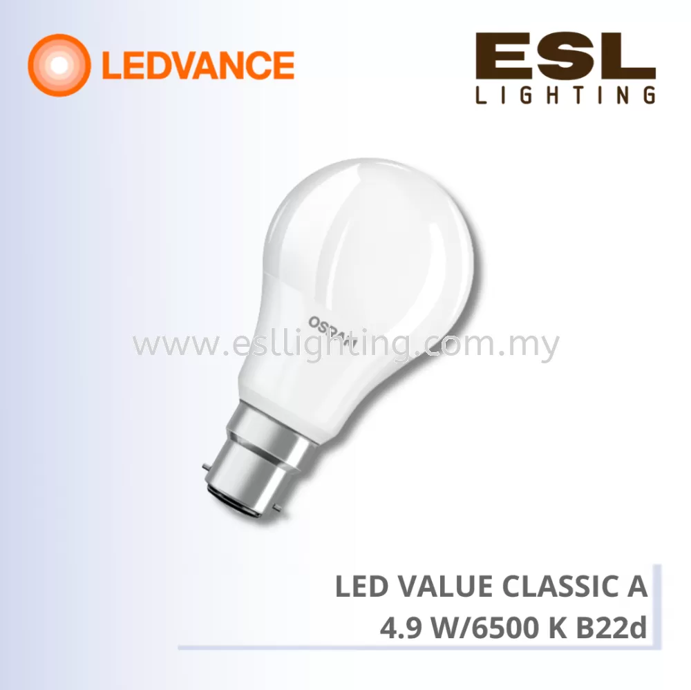 LEDVANCE LED VALUE CLASSIC A 4.9 W/6500 K B22d - 4058075625556