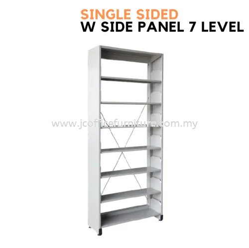 Library Rack Single Sided with Side Panel (7 Level)