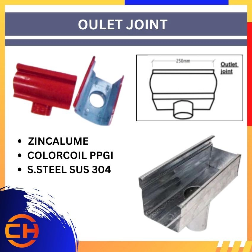 ZINCALUME | COLORCOIL PPGI | STAINLESS STEEL SUS 304/2B OUTLET JOINT  ROLL FORMING METAL GUTTER 