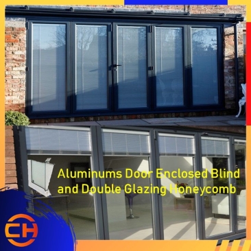 Aluminium Door Enclosed Blind and Double Glazing Honeycomb Shade Aluminium Tingkap Custom Made ( per sf )