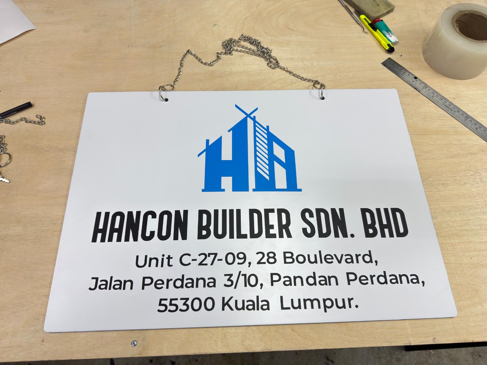 ACP SIGNAGE WITH HANGING CHAIN